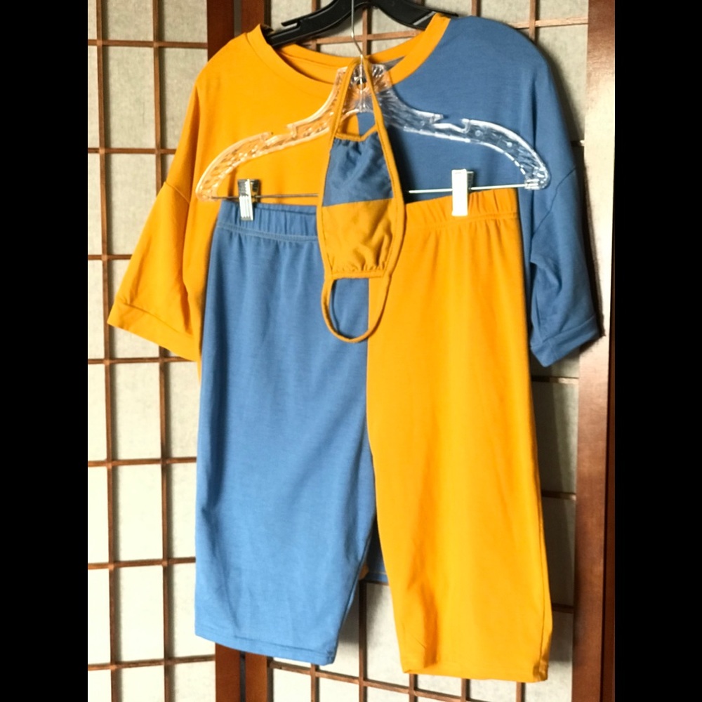 3 piece shorts outfit with mask L/XL